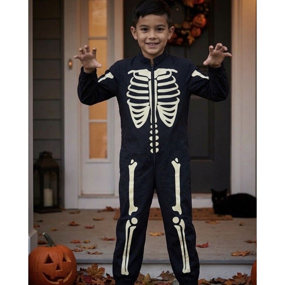 ZARA Kids Skeleton costume Glow In The Dark Size 8-10 Halloween Girl Boy